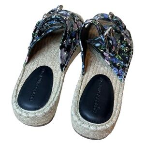 NWOB Rebecca Minkoff Women's Leather Jodi Sandal Black Flower Print In Size 7M